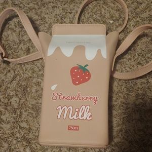 Very cute strawberry milk themed purse